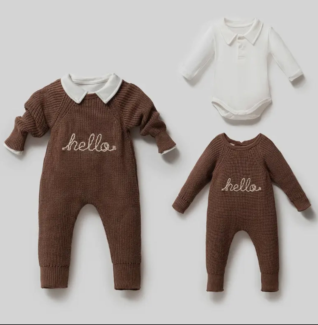 Hello Brown Jumpsuit 2pc