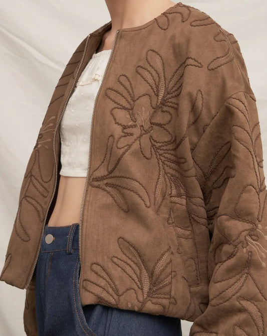 Delilah Brown Bomber Jacket